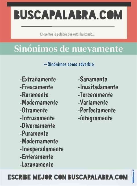 sinonimo de nuevo|sinónimos de nuevamente.